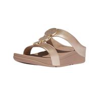 Fitflop Women Halo Bead-Circle Metallic H-bar Slides Sandal, Beige, 4 UK