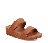 Fitflop Women LULU Adjustable Leather Sliders, Light tan, 5.5 UK