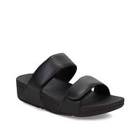Fitflop Women LULU Adjustable Leather Slides, All Black, 4.5 UK