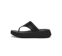 FitFlop Womens All Black F-Mode Leather Flatform Toe-Post Sandal