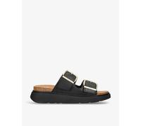 Fitflop Womens Black Gen-ff Two-buckle Leather Sandals Eur 38/5 Uk Women