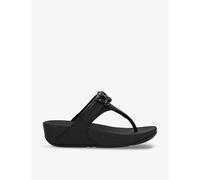 Fitflop Womens Black Lulu Jewel Crystal-embellished Woven Sandals Eur 37 / 4 Uk Women