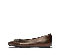 Fitflop Womens Delicato Bow Soft Metallic-Leather Ballet Flat, Metallic Chocolate Brown, 5.5 UK Narrow