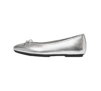 FitFlop Womens Delicato Bow Soft Metallic-Leather Ballet Flats Silver, 6.5