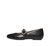Fitflop Women's DELICATO Crystal-Buckle Leather Mary Janes Flat, Black, 3 UK