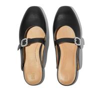 Fitflop Women's DELICATO Crystal-Buckle Mary-Jane Mules Flat, Black, 6 UK