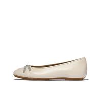 Fitflop Women's DELICATO Glitz-Bow Leather Ballet Flats, Paris Beige, 6 UK