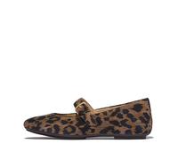 Fitflop Women's DELICATO Leopard Suede Mary Janes Flat, Chocolate Mix, 7 UK