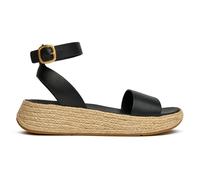 Fitflop Women's F-Mode Espadrille Leather Flatform A/Strap Sandals, Black, 7 UK
