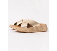 Fitflop Women's Espadrille Flatform Sandals F-Mode Leather Cross Slides - Platino UK 7