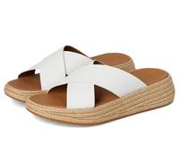 FitFlop Women's F-mode Espadrille Leather Flatform Cross SlidesWedge Sandal