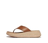Fitflop Women's F-Mode Espadrille Leather Flatform T/Post Sandals, Deep Tan, 6 UK