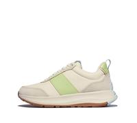 Fitflop Women's F-Mode Flow Fabric/Suede/Leather Flatform Sneakers, Lime, 5 UK