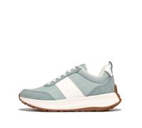 Fitflop Women's F-Mode Flow Fabric/Suede/Leather Flatform Sneakers Shoe, Mint Blue Mix, 3 UK