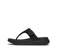 FitFlop F Mode Go Adjustable Flatform Toe Post Synthetic Leather Women's Hook and Loop Sandals - All Black - Size:UK 5.5