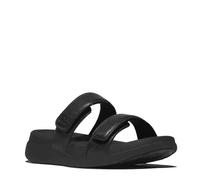 Fitflop Women's F-Mode GO Adjustable Flatform Two-BAR Slides Sandal, Black, 6 UK
