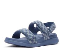 FitFlop Women's F-MODE GO Checkerboard-Denim Sandals with Back Strap & Cushioned Microwobbleboard Midsole - Adjustable Fit, Light Denim, 8.5
