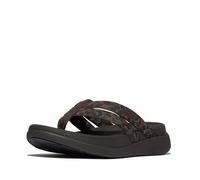 Fitflop Women's F-Mode GO Leopard Webbing Strappy FLIP-Flops, Chocolate Mix, 4 UK