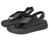 FitFlop Women's F-Mode Leather Flatform Back-Strap Toe/Post Sandals Wedge, All Black, 6 UK