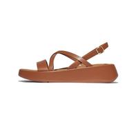 FitFlop Women's F-Mode Leather Flatform Strappy Back-Strap Sandals Wedge, Deep Tan, 4 UK