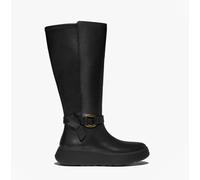 Fitflop Womens F-mode Square-ring Leather Flatform Ladies Tall Boots Blac - Black - Size UK 4