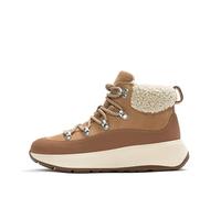 Fitflop Women's F-Mode Teddy-Collar Warm Suede LACE-UP Booties Ankle Boot, Desert Tan, 6 UK