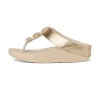 FitFlop Women's Fino Beadie-Button Metallic Toe-Post Sandals Platino 11 Medium