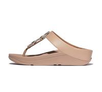 FitFlop Women's Fino Crystal-Cord Leather Toe Post Sandals Beige Slip On