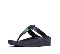 Fitflop Women's FINO Crystal Detail Metallic Toe-Post Sandals, Iridescent Navy, 8 UK