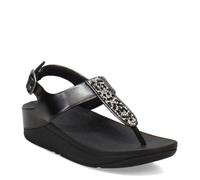 FitFlop Women's Fino Crystal-Mix Wedge Sandal, All Black, 4 UK