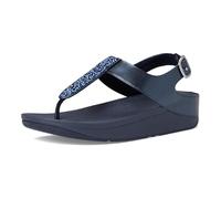 FitFlop Women's Fino Crystal-Mix Wedge Sandal, Midnight Navy, 7 UK