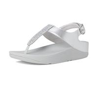 FitFlop Women's Fino Crystal-Mix Wedge Sandal, Silver, 5 UK