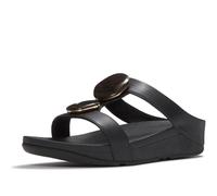 FitFlop Women's Fino Marbled-Stone H-Bar Slides with Padded Microwobbleboard Midsole Faux Leather Casual Non-Slip