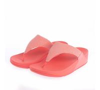 Fitflop Womens Fit Flop Lulu Shimmerlux Toe-Post Sandals in Coral Textile - Size UK 4