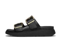FitFlop Women's Gen-FF Buckle Two-Bar Leather Slides, Black, 9