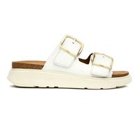 Fitflop Women's GEN-FF Buckle Two-BAR Leather Slides Sandal, White, 6 UK