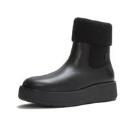 FitFlop Women's Gen-Ff Roam Knit Collar Leather Boots | PureForm Midsole, Bloom Algae Tech, Knitted Cuff Trim, Microfleece Lining, Rubber Traction Sole