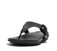 FitFlop GRACIE RUBBER-BUCKLE LEATHER Womens Toe Post All Black - UK 3
