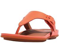 Fitflop Women's Gracie Rubber-Buckle Leather Toe-Post Sandals Flat, Sunshine Coral, 7 UK