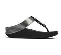 Fitflop Women's Halo Womens Toe Post Sandals - Pewter Black Lea - Size: 4