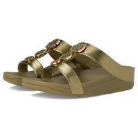 Fitflop Women's Halo Bead-circle Metallic H-bar SlidesWedge Sandal