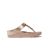 Women's Fitflop Women's Halo Bead-Circle Metallic Top-Post Sandals Metallic Latte Beige - Cream - Size: 8