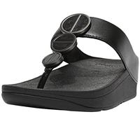 Fitflop Womens Halo Metallic Flip Flops Sandals Black