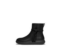 FitFlop Women's Iq-Comff Tassel Leather Short Boots All Black | Size: 6 FitFlop Black 6