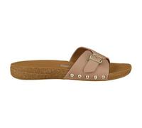 FitFlop Women's Iqushion Adjustable Buckle Leather Slides Wedge Sandal, Beige Buff, 5 UK