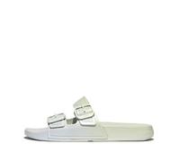 Fitflop Women's IQUSHION Iridescent Two-BAR Buckle Slides Sandal, Sagebrush/Skywash Blue, 6 UK