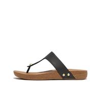 Fitflop Women's iQUSHION Leather Toe-Post Sandals, Black, 6.5 UK