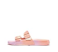Fitflop Women's IQUSHION Two-BAR Buckle Slides Sandal, Urban White Iridescent, 6.5 UK