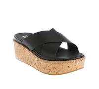 FitFlop Womens/Ladies Eloise Leather Cross Strap Wedge Sliders - Black - Black - 4.5 UK
