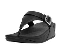 FitFlop Women's Lulu Adjustable Leather Sandals - Adjustable Straps, Lightweight & Comfortable with Natural Arch Support - All Black - 3 UK